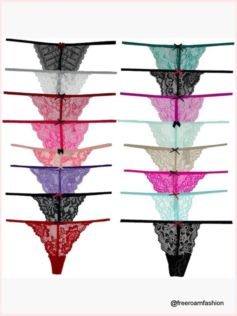 Pack of 6 Lace G-String Thongs No Show Panties X-Small Low Rise